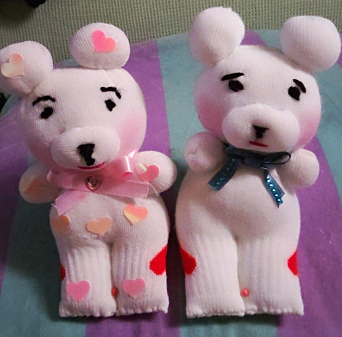White pink plush teddy - 2x,
